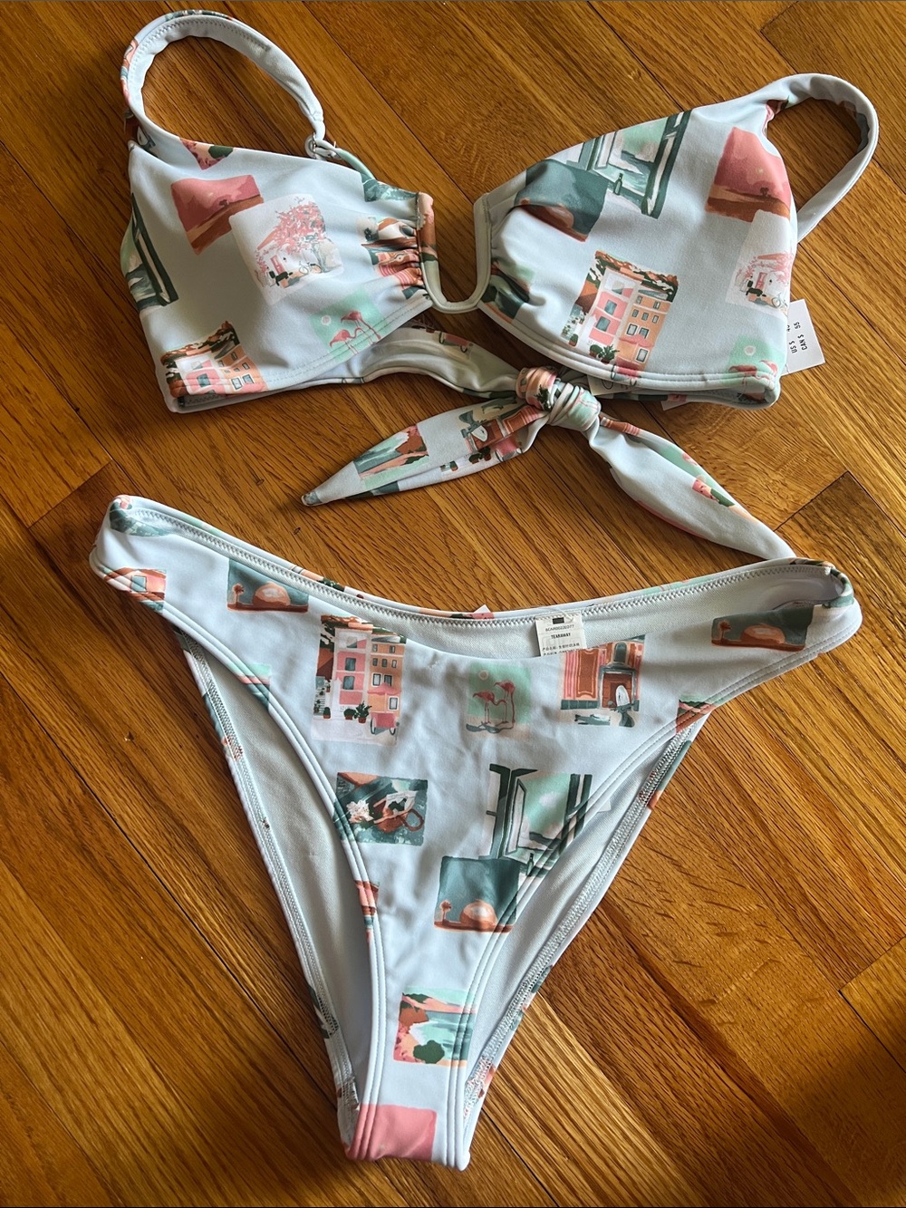 Abercrombie & Fitch Light Blue Graphic Print Bikini Set